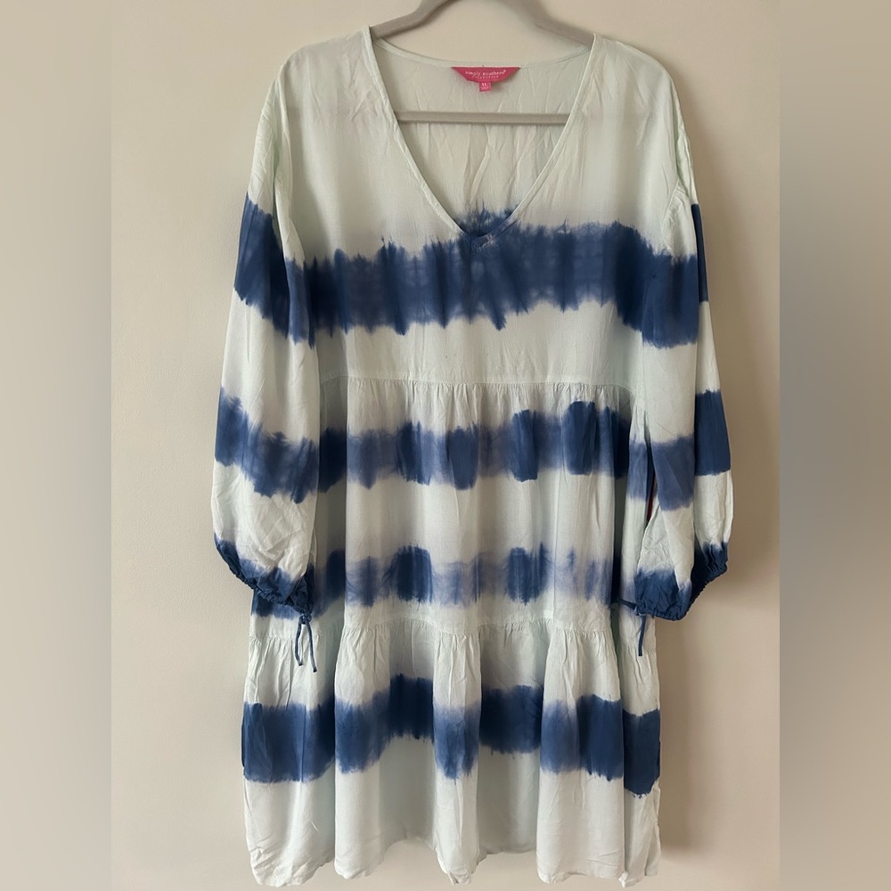 Simply Southern Navy and White Tie Dye Tunic Beach Cover up